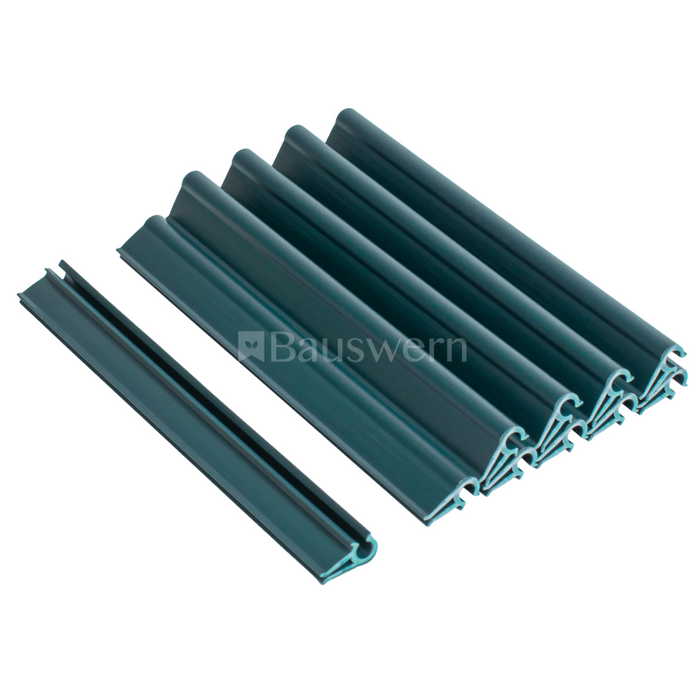 Bauswern Premium 10er-Pack PVC-Klemmschiene für Sichtschutzstreifen 19 cm, RAL6005 (Grün)