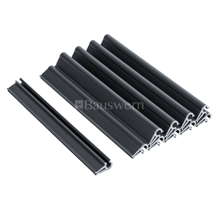 Bauswern Premium 10er-Pack PVC-Klemmschiene für Sichtschutzstreifen 19 cm, RAL7016 (Grau)