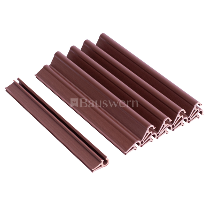 Bauswern Premium 10er-Pack PVC-Klemmschiene für Sichtschutzstreifen 19 cm, RAL8011 (Braun)