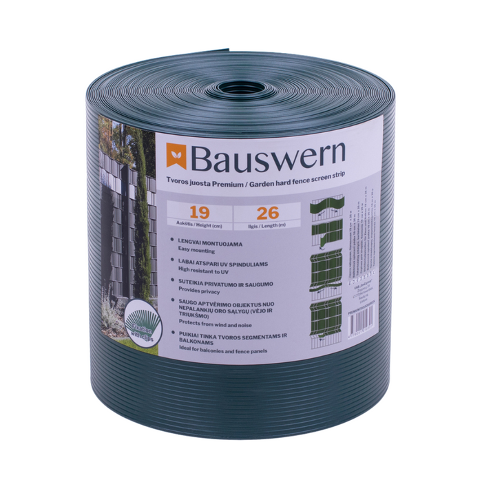Bauswern Premium PP Sichtschutzstreifen für Doppelstabmatten - 700g/m² mit 26 x 0,19 m RAL6005 (Grün)