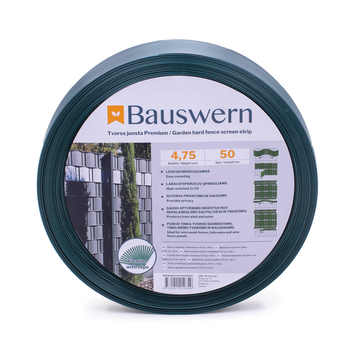 Bauswern Premium PP Sichtschutzstreifen für Doppelstabmatten - 700g/m² mit 50 x 0,0475 m RAL6005 (Grün)