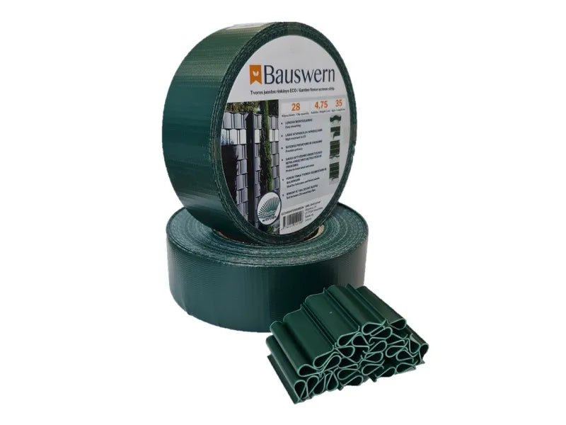 Bauswern ECO Privacy Screen Strips 35 x 0,0475 m (450 g/m²) + 28 clips, RAL6005 (Green)