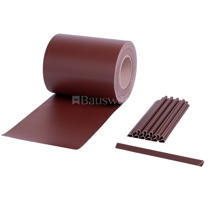 Bauswern ECO Sichtschutzstreifen 35 x 0,19 m (450 g/m²) + 28 clips, RAL8017 (Braun)