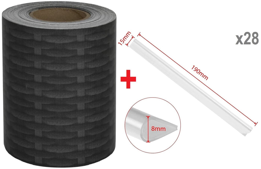 Bauswern ECO Privacy Screen Strips 35 x 0,19 m (450 g/m²) + 28 clips, Rattan